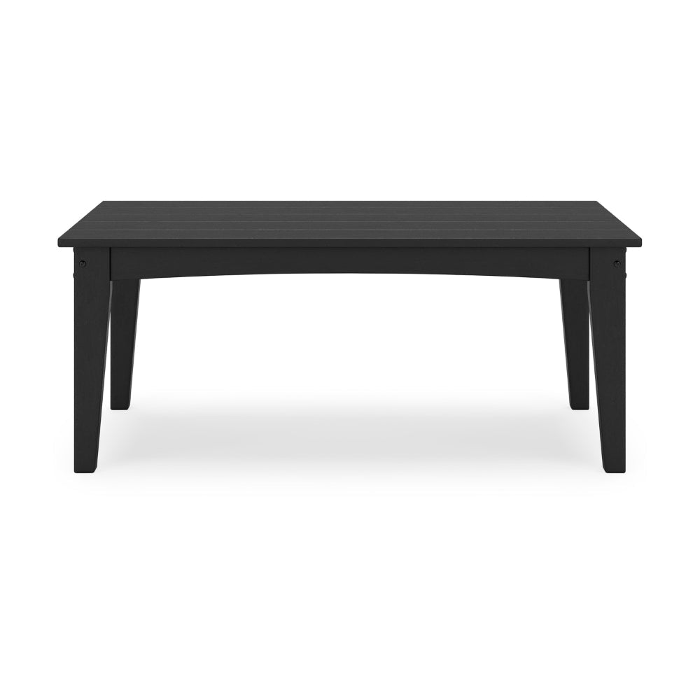 Benjara Fini 44 Inch Outdoor Coffee Table, Slatted Top, Modern Style, Black Finish