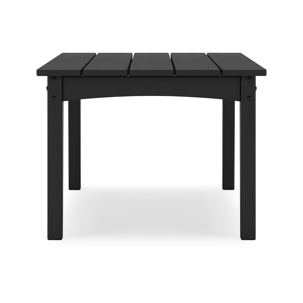 Benjara Fini 44 Inch Outdoor Coffee Table, Slatted Top, Modern Style, Black Finish