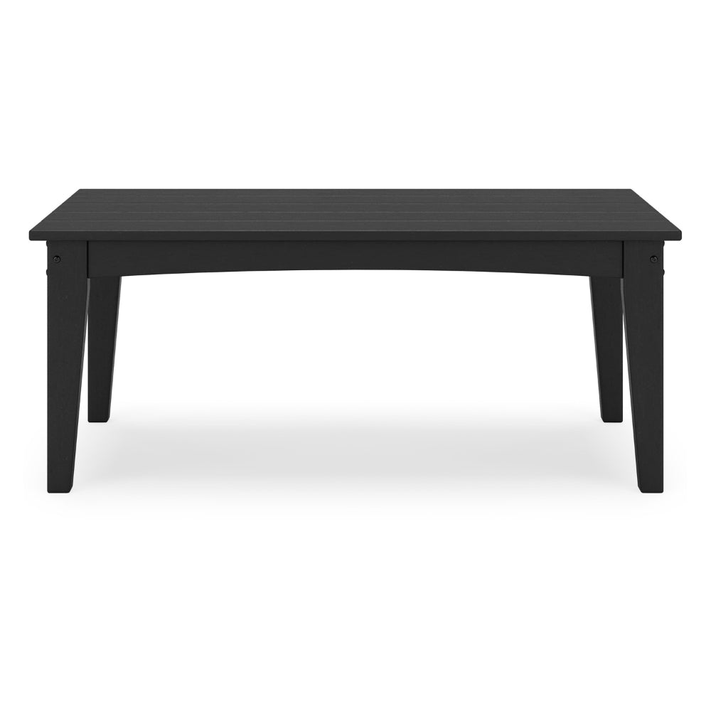 Benjara Fini 44 Inch Outdoor Coffee Table, Slatted Top, Modern Style, Black Finish