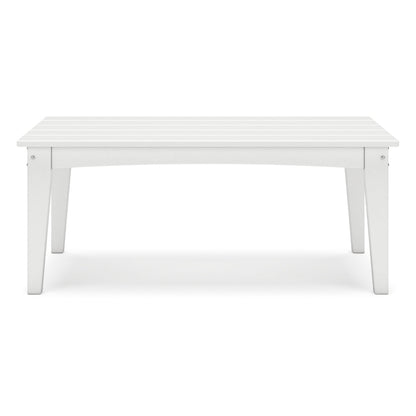Benjara Fini 44 Inch Outdoor Coffee Table, Slatted Top, Modern Style, White Finish