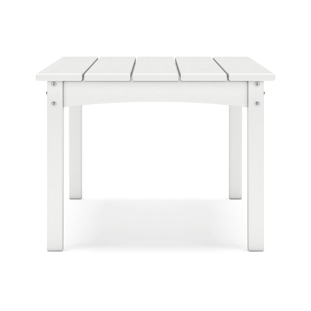Benjara Fini 44 Inch Outdoor Coffee Table, Slatted Top, Modern Style, White Finish