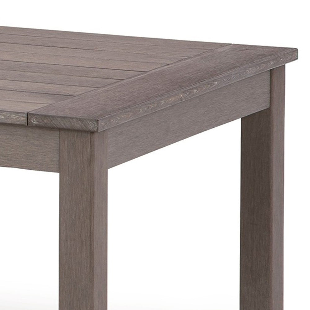 Benjara Karo 49 Inch Outdoor Coffee Table, Slatted Top, Modern Style, Taupe Brown