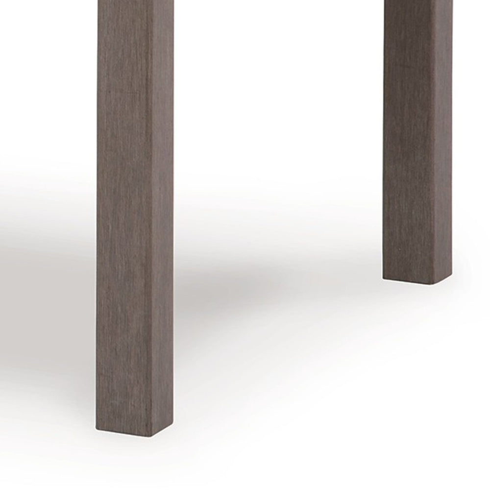 Benjara Karo 49 Inch Outdoor Coffee Table, Slatted Top, Modern Style, Taupe Brown