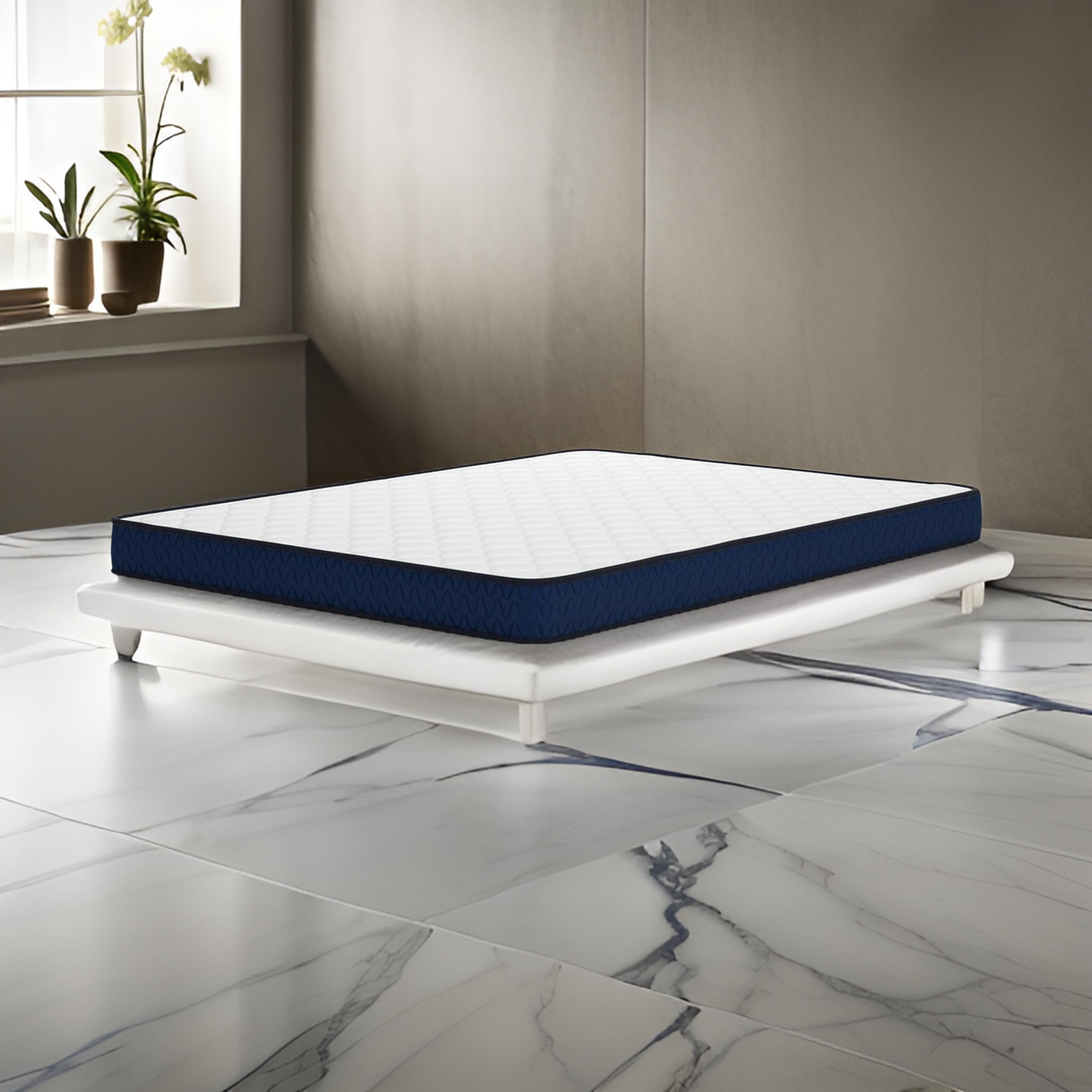 Benjara Liya 6 Inch Firm King Mattress, Plush Foam Fill, 4 Way Stretch Knit Cover