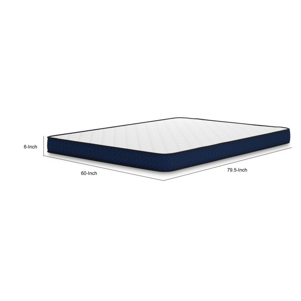 Benjara Liya 6 Inch Firm Queen Mattress, Plush Foam Fill, 4 Way Stretch Knit Cover