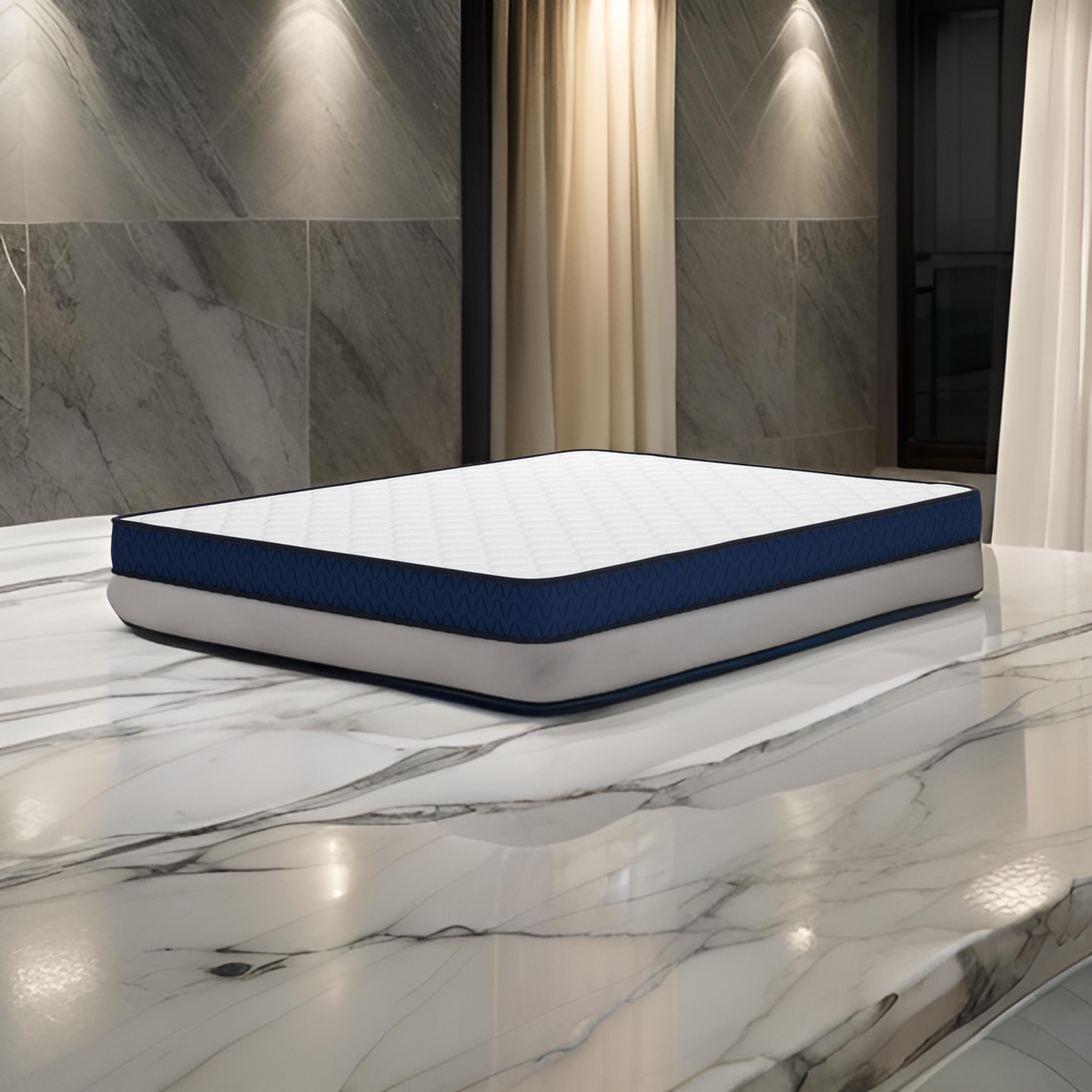 Benjara Liya 6 Inch Firm Queen Mattress, Plush Foam Fill, 4 Way Stretch Knit Cover