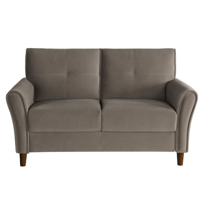 Benjara Sarah 57 Inch Loveseat, Brown Velvet, Tufted, Reversible Cushions, Wood
