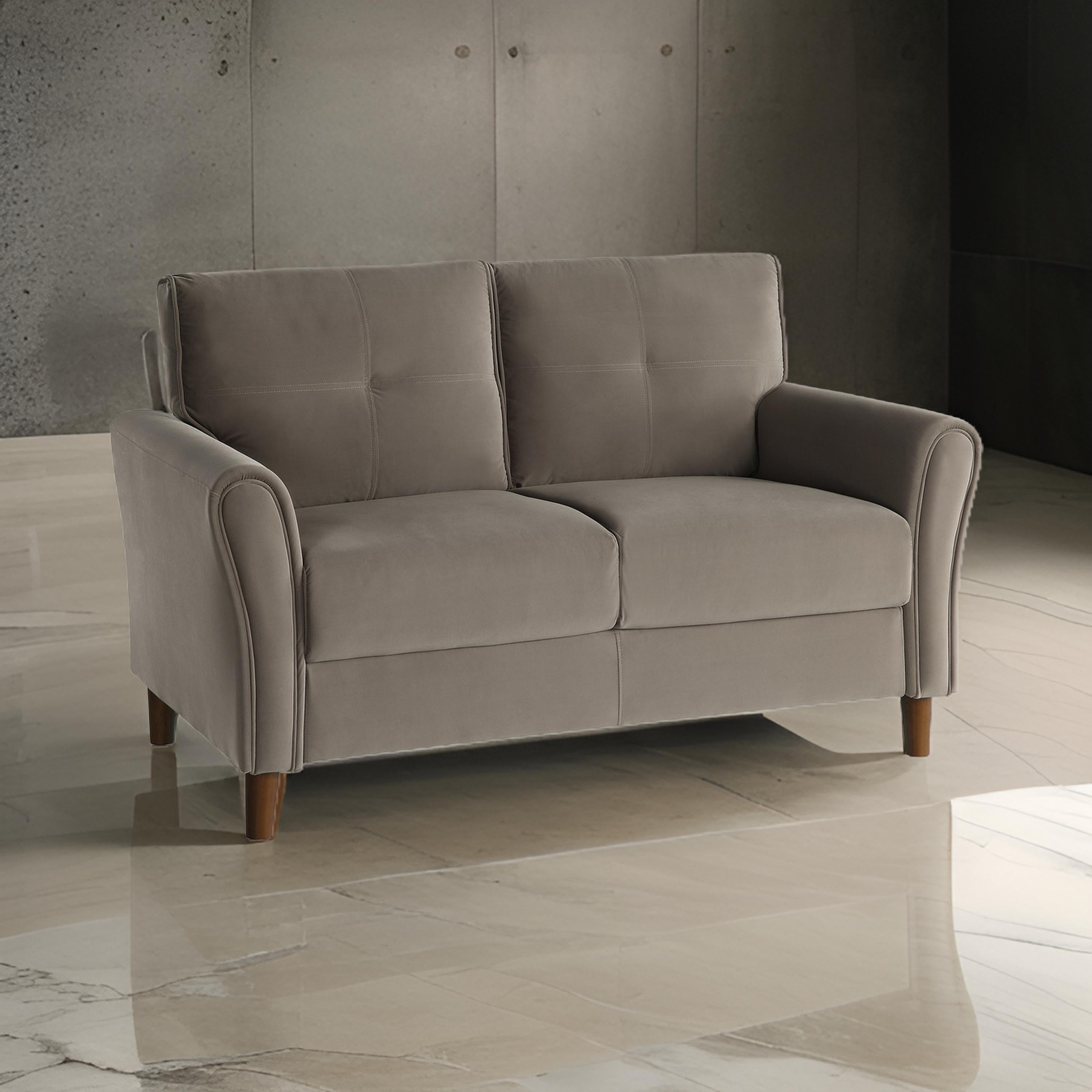 Benjara Sarah 57 Inch Loveseat, Brown Velvet, Tufted, Reversible Cushions, Wood
