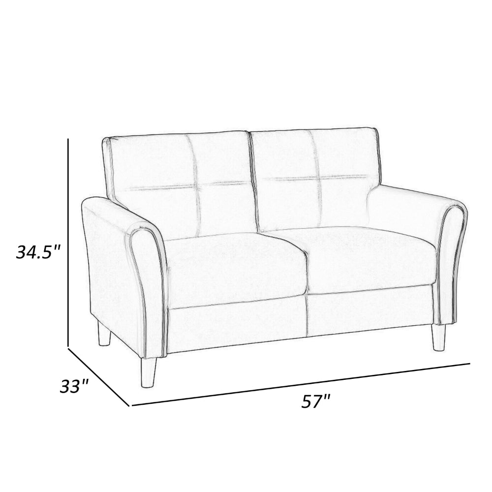 Benjara Sarah 57 Inch Loveseat, Gray Velvet, Stitch Tufting, Reversible Cushions