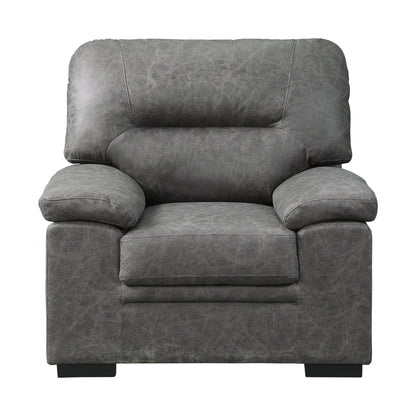 Benjara Gian 36 Inch Accent Chair, Soft Dark Gray Microfiber, Pillow Top Armrests