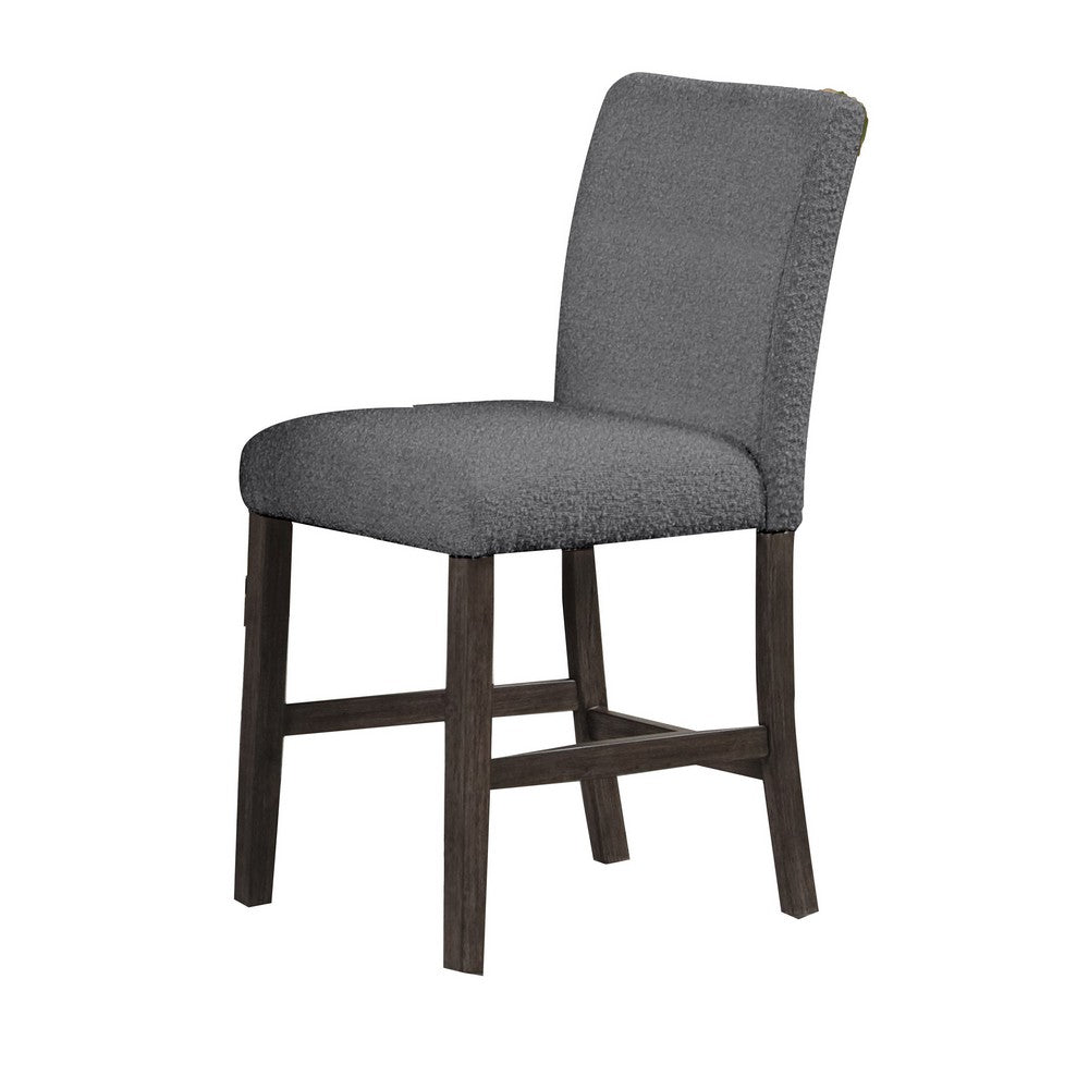 Benjara Ghy 25 Inch Dining Side Chair Set of 2, Gray Textured Upholstery, Brown