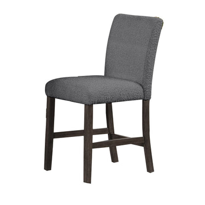 Benjara Ghy 25 Inch Dining Side Chair Set of 2, Gray Textured Upholstery, Brown