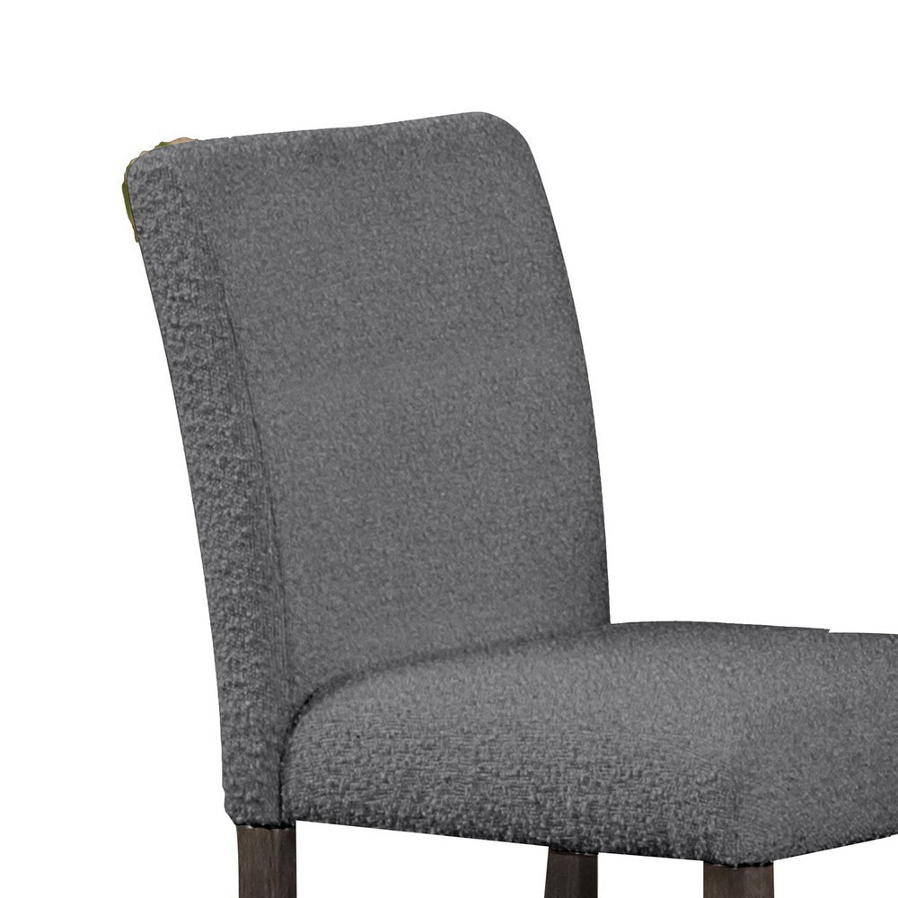 Benjara Ghy 25 Inch Dining Side Chair Set of 2, Gray Textured Upholstery, Brown