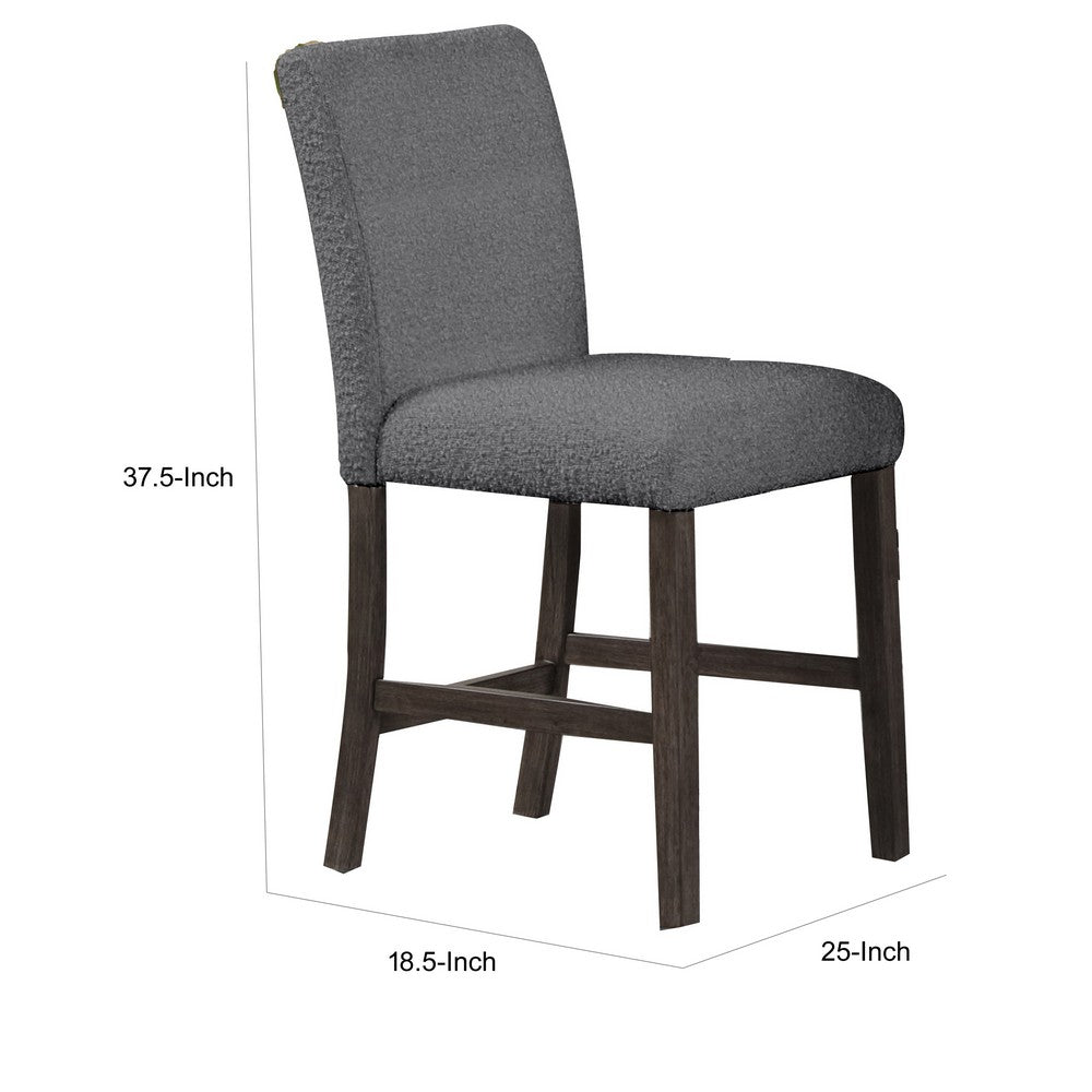 Benjara Ghy 25 Inch Dining Side Chair Set of 2, Gray Textured Upholstery, Brown