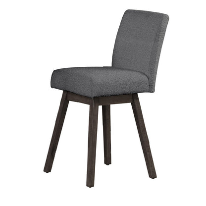 Benjara Ghy 25 Inch Swivel Counter Chair Set of 2, Gray Textured Upholstery, Brown