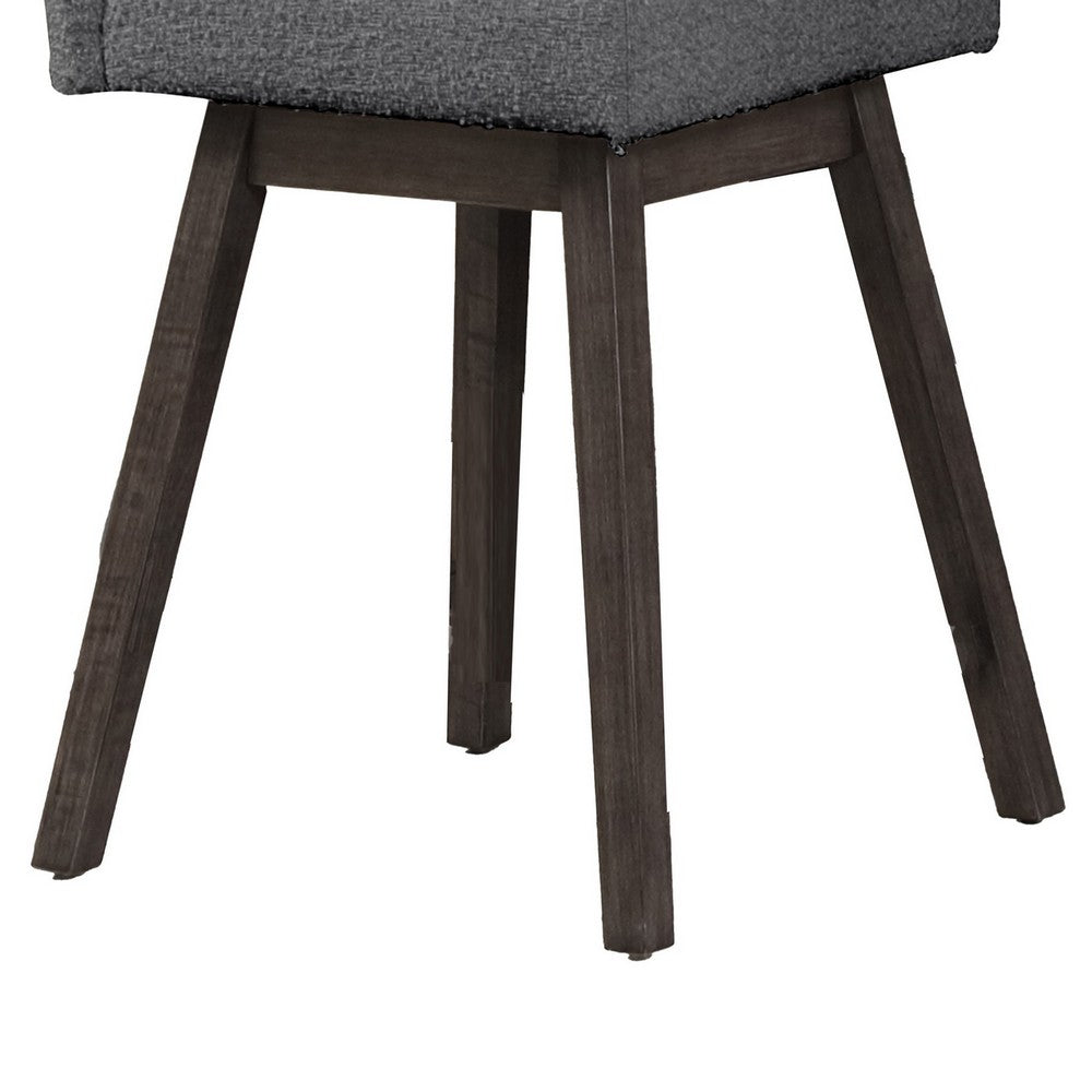 Benjara Ghy 25 Inch Swivel Counter Chair Set of 2, Gray Textured Upholstery, Brown