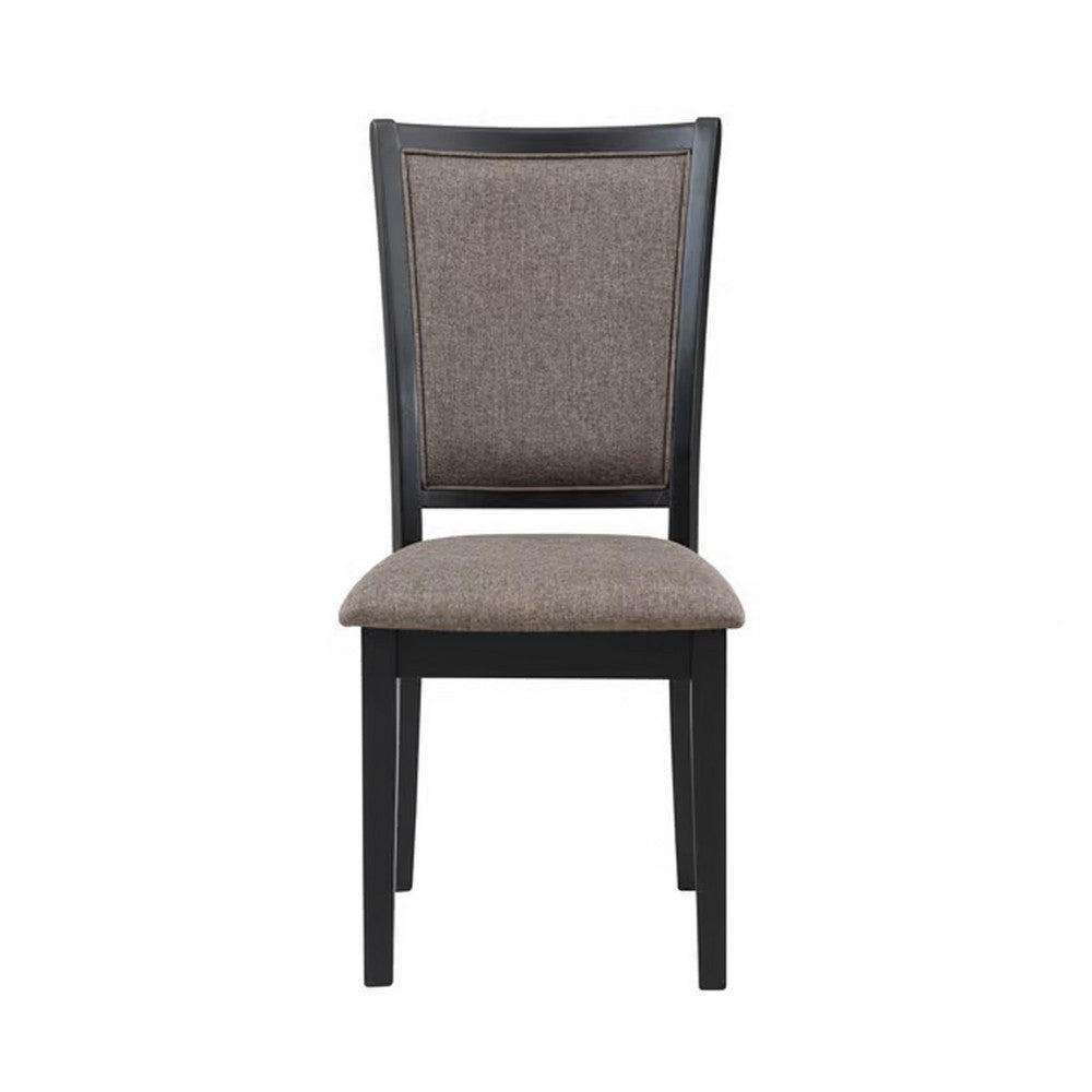 Benjara Mac 21 Inch Dining Side Chair Set of 2, Tall Curved Backrest, Padded Brown