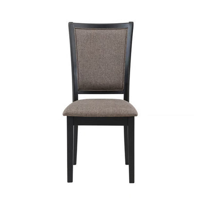 Benjara Mac 21 Inch Dining Side Chair Set of 2, Tall Curved Backrest, Padded Brown