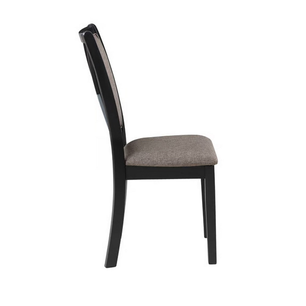 Benjara Mac 21 Inch Dining Side Chair Set of 2, Tall Curved Backrest, Padded Brown