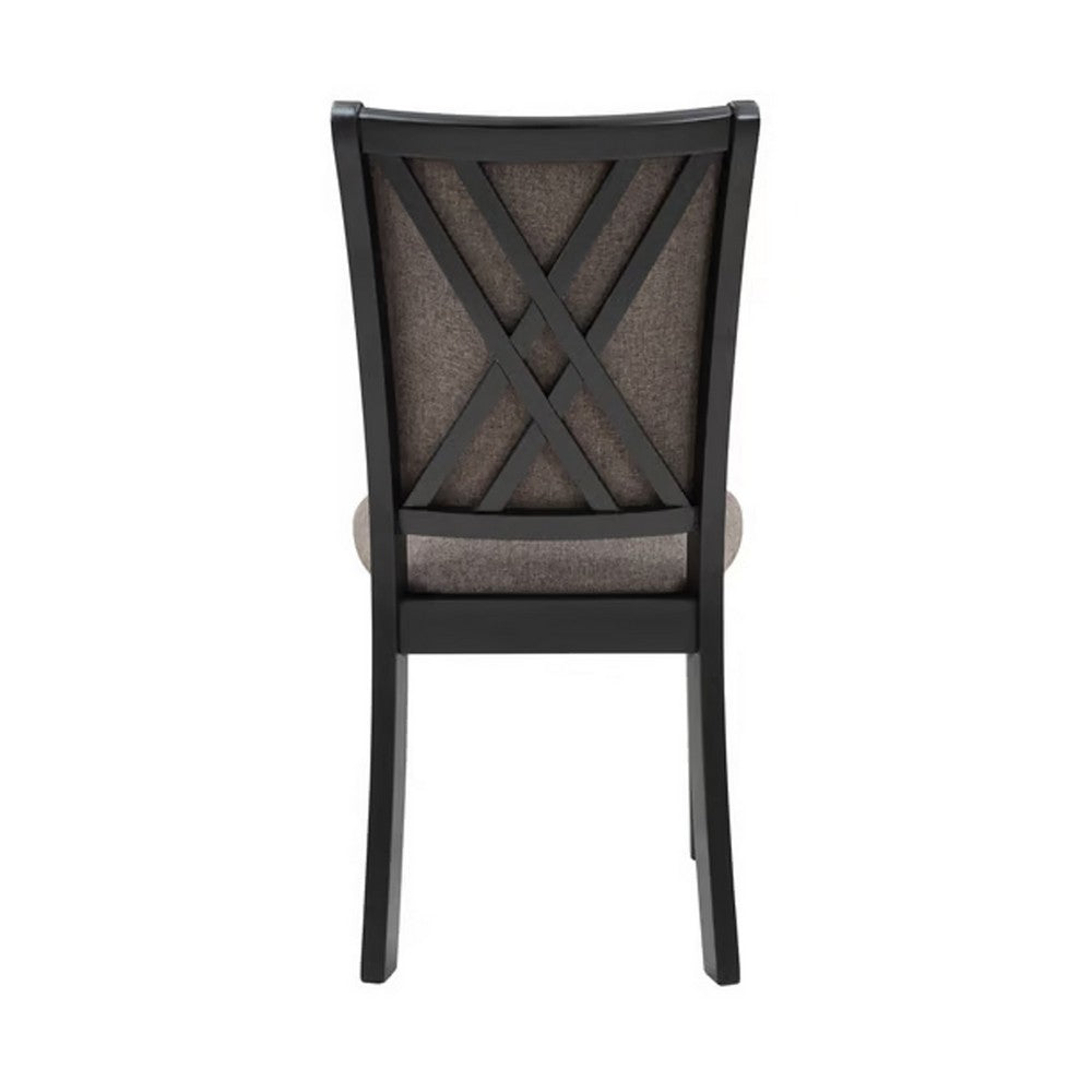 Benjara Mac 21 Inch Dining Side Chair Set of 2, Tall Curved Backrest, Padded Brown