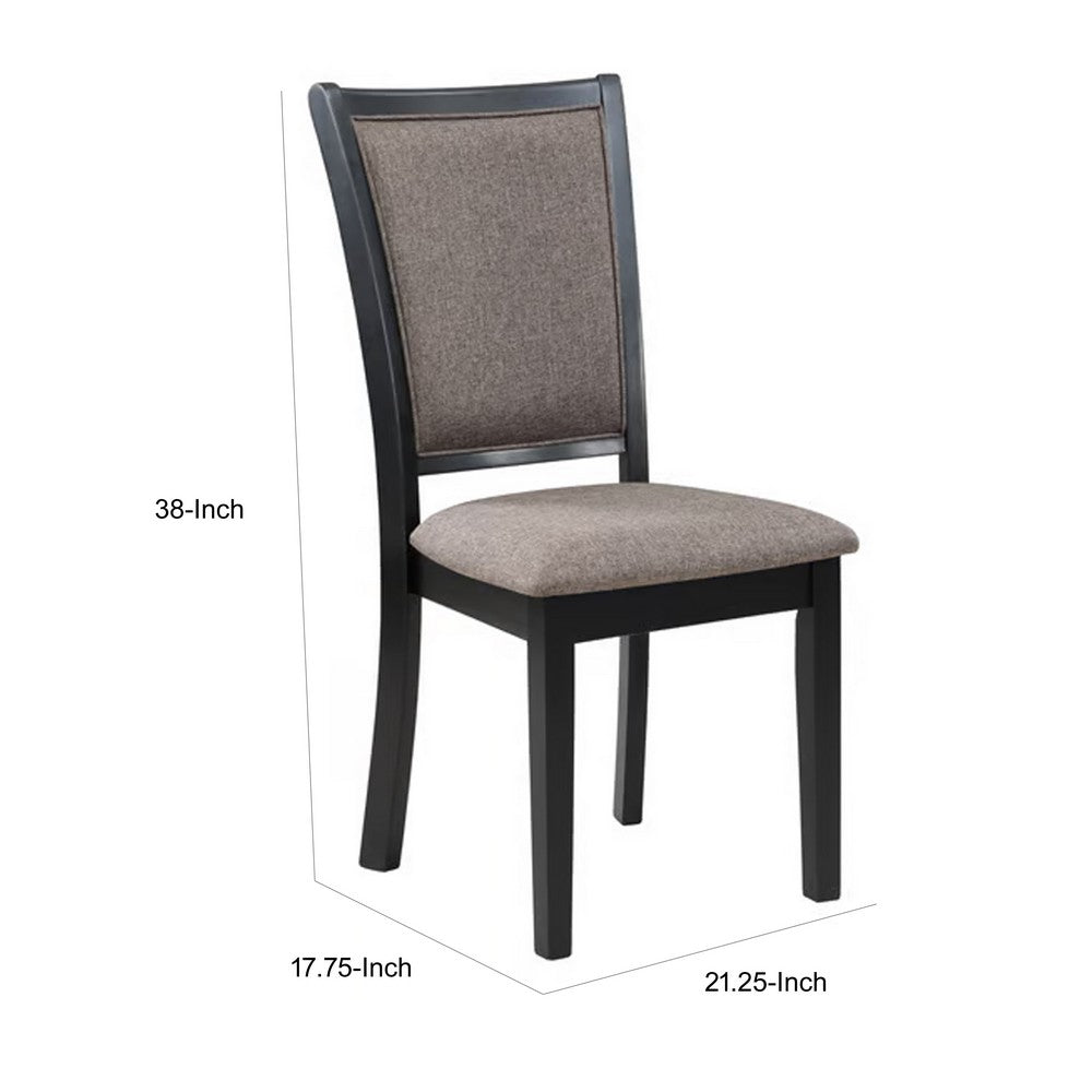 Benjara Mac 21 Inch Dining Side Chair Set of 2, Tall Curved Backrest, Padded Brown