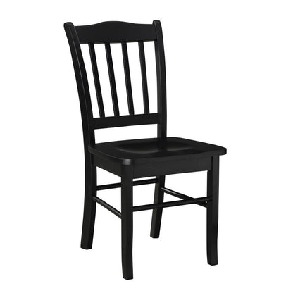 Benjara Nova 18 Inch Dining Side Chair Set of 2, Slatted Backrests, Jet Black Wood