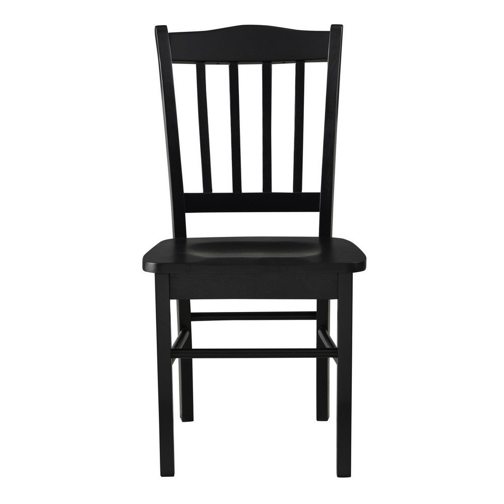 Benjara Nova 18 Inch Dining Side Chair Set of 2, Slatted Backrests, Jet Black Wood