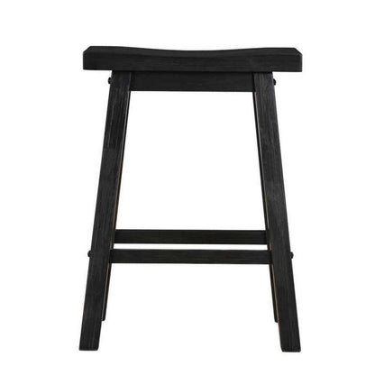 Benjara Amber 24 Inch Counter Stool, Ergonomic Saddle Seats, Charcoal Black Wood