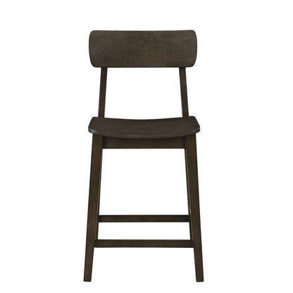 Benjara 24 Inch Counter Stool Chair, Rubberwood Curved Back And Seat, Dark Gray