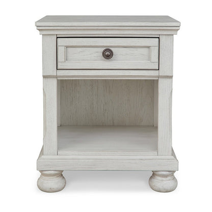 Benjara Lea 27 Inch Nightstand, Single Drawer Traditional Style, Open Cubby, White