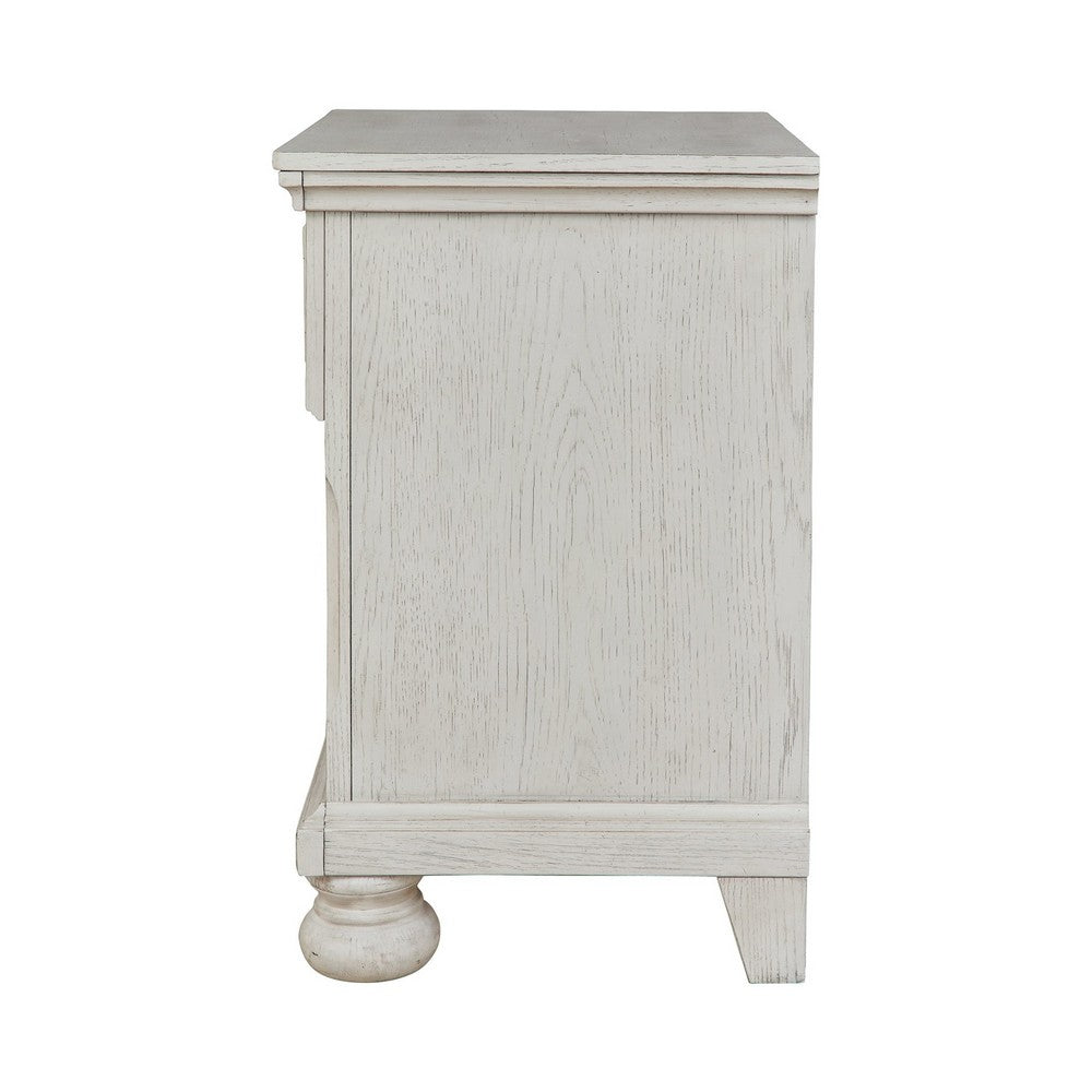 Benjara Lea 27 Inch Nightstand, Single Drawer Traditional Style, Open Cubby, White