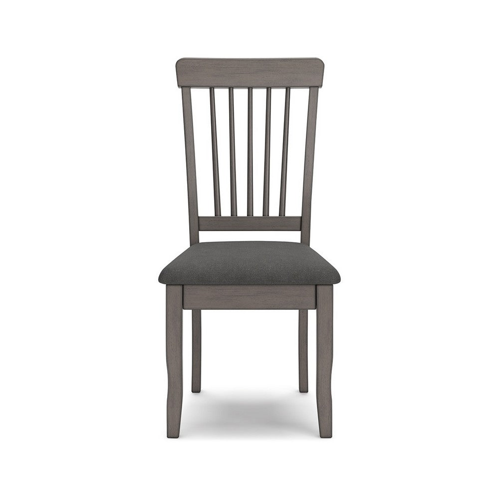 Benjara Ora 18 Inch Dining Side Chair, Set of 2, Modern Spindle Backrest, Gray