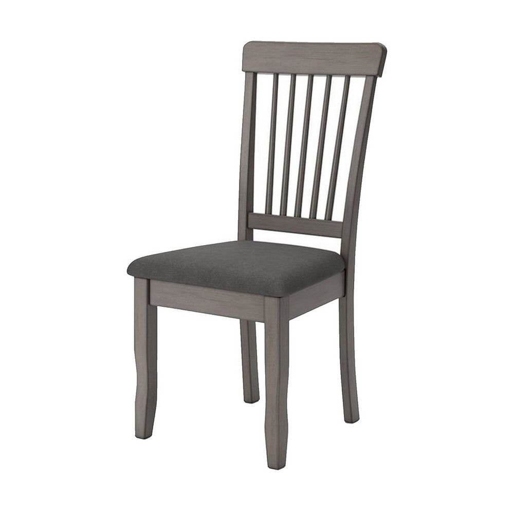 Benjara Ora 18 Inch Dining Side Chair, Set of 2, Modern Spindle Backrest, Gray