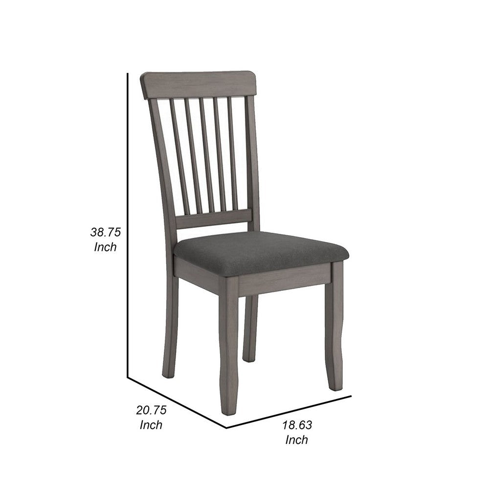 Benjara Ora 18 Inch Dining Side Chair, Set of 2, Modern Spindle Backrest, Gray