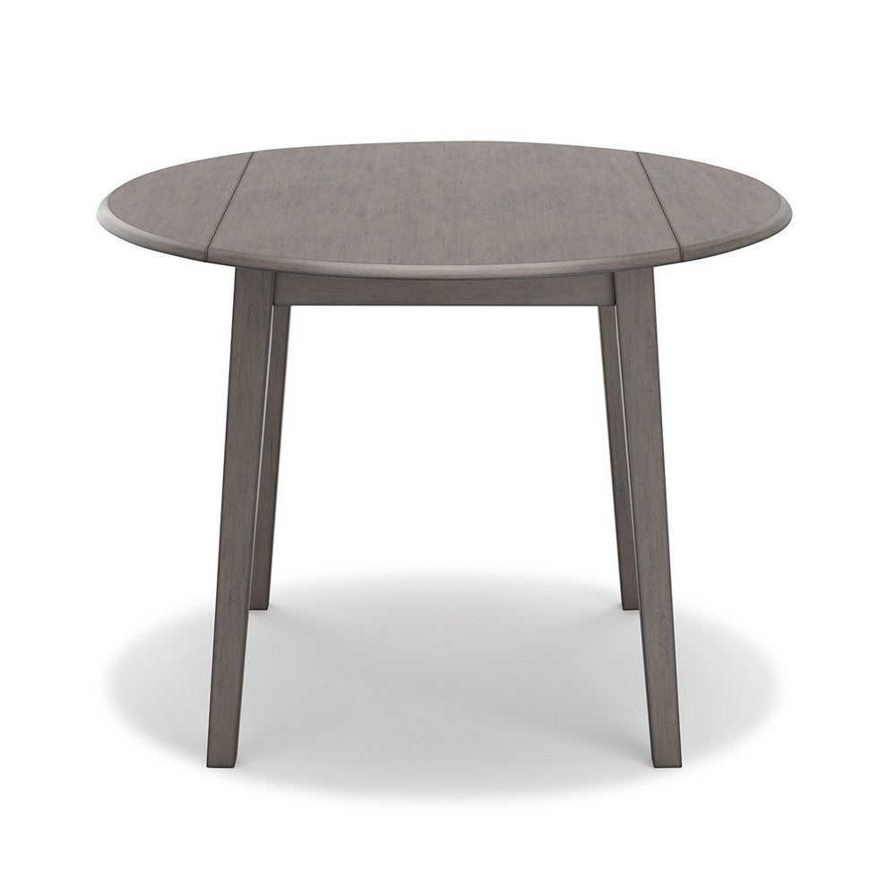 Benjara Ora 43 Inch Dining Table, Round Surface, Dual Drop Leaves, Smooth Gray