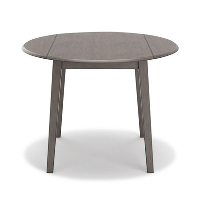 Benjara Ora 43 Inch Dining Table, Round Surface, Dual Drop Leaves, Smooth Gray