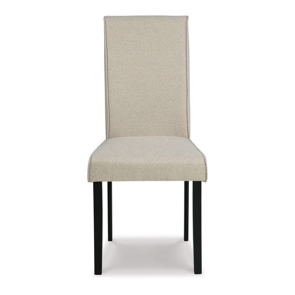 Benjara Pim 19 Inch Dining Side Chair, Set of 2, Upholstered, High Backrest, Beige