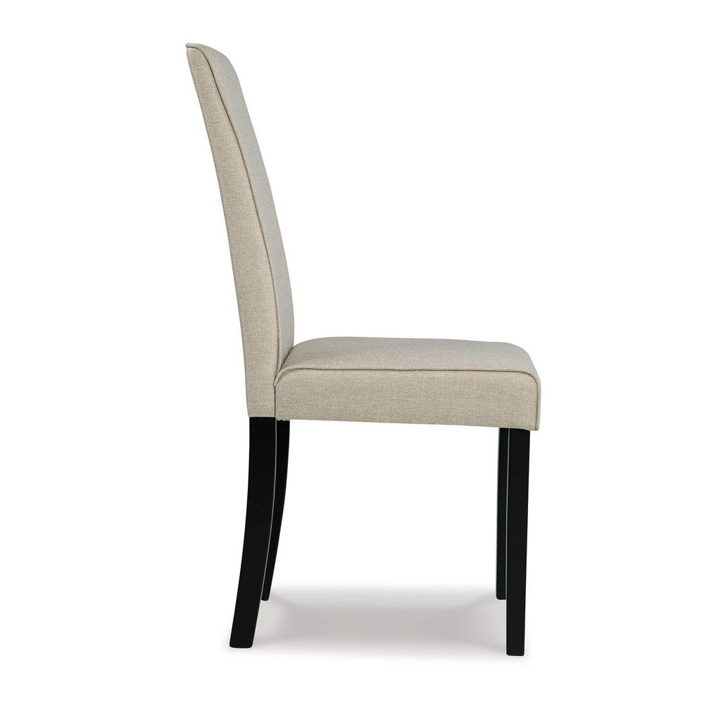 Benjara Pim 19 Inch Dining Side Chair, Set of 2, Upholstered, High Backrest, Beige