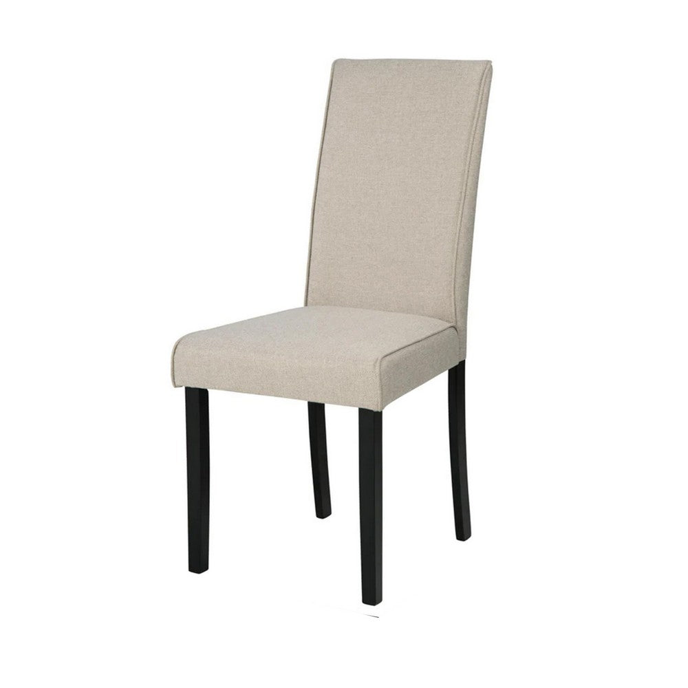 Benjara Pim 19 Inch Dining Side Chair, Set of 2, Upholstered, High Backrest, Beige