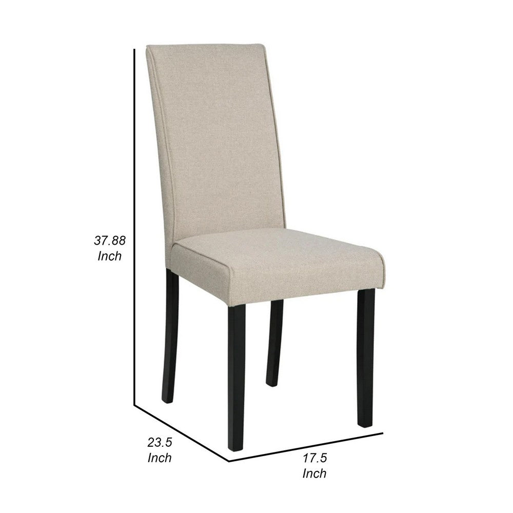 Benjara Pim 19 Inch Dining Side Chair, Set of 2, Upholstered, High Backrest, Beige