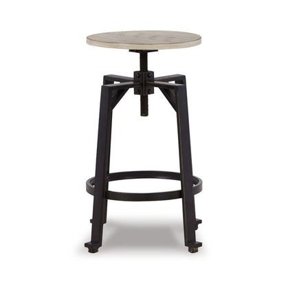 Benjara Xin 22-27 Inch Barstool, Set of 2, Adjustable Height, Light Brown, Black