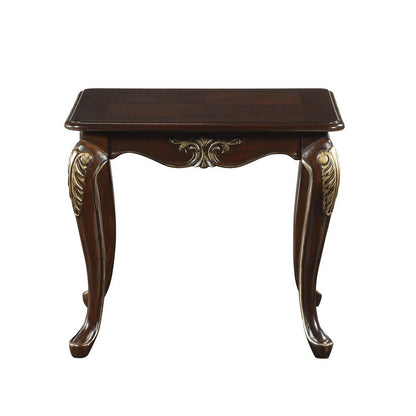 Benjara Croy 28 Inch Side End Table, Classic Cabriole Legs, Dark Cherry Brown