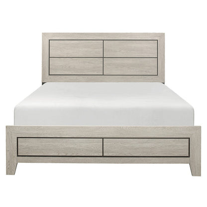 Benjara Quin California King Bed, Faux Wood Grains, Defined Accent Lines, Brown