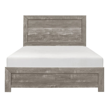 Benjara Eby Full Size Bed, Rustic Farmhouse Style, Gray Finish Wood Veneer