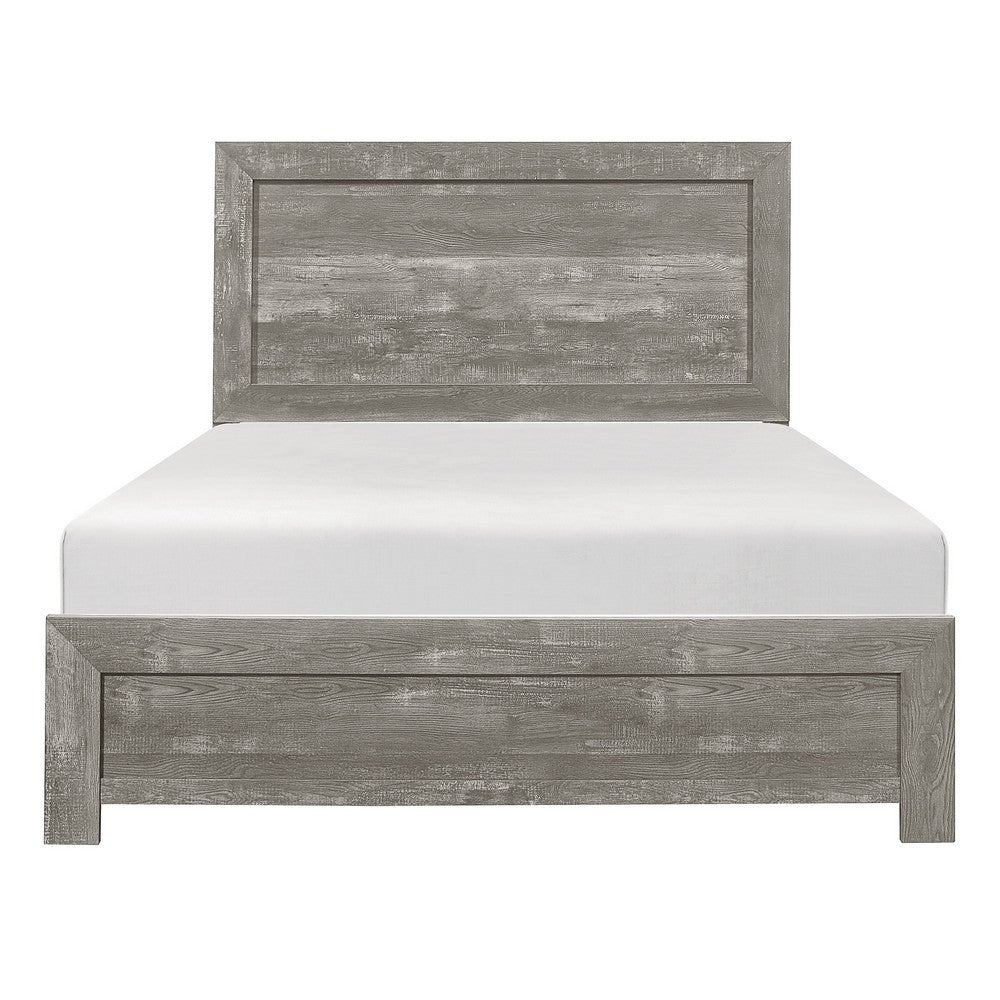 Benjara Eby California King Bed, Rustic Farmhouse Style, Gray Finish Wood Veneer