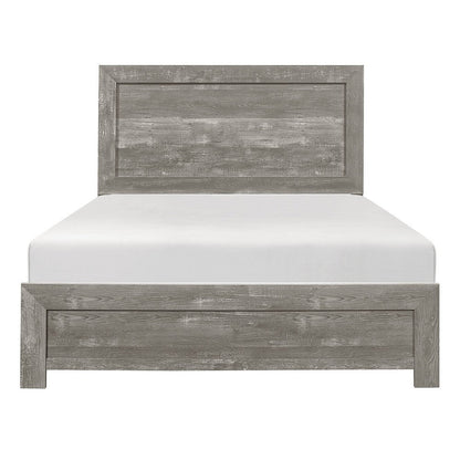 Benjara Eby California King Bed, Rustic Farmhouse Style, Gray Finish Wood Veneer