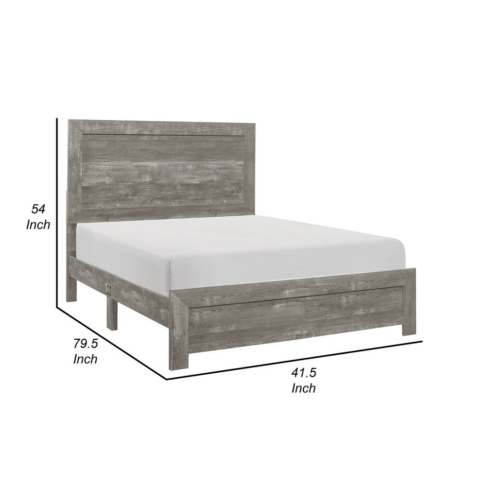 Benjara Eby Twin Size Bed, Rustic Farmhouse Style, Gray Finish Wood Veneer