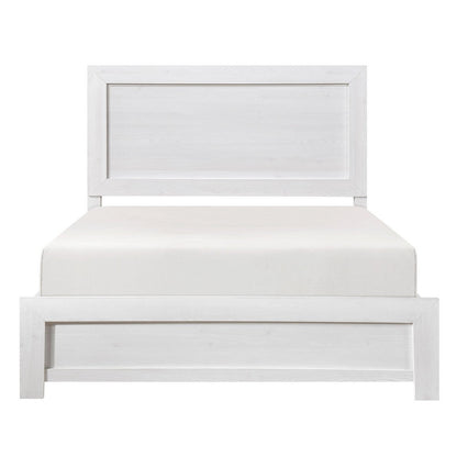 Benjara Eby Twin Size Bed, Rustic Farmhouse Style, White Finish Wood Veneer