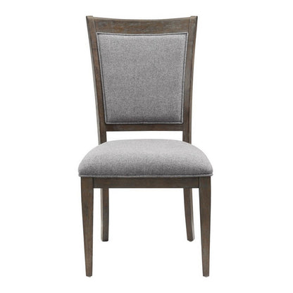 Benjara Koa 26 Inch Set of 2 Side Dining Chairs, Gray Polyester, Driftwood Brown