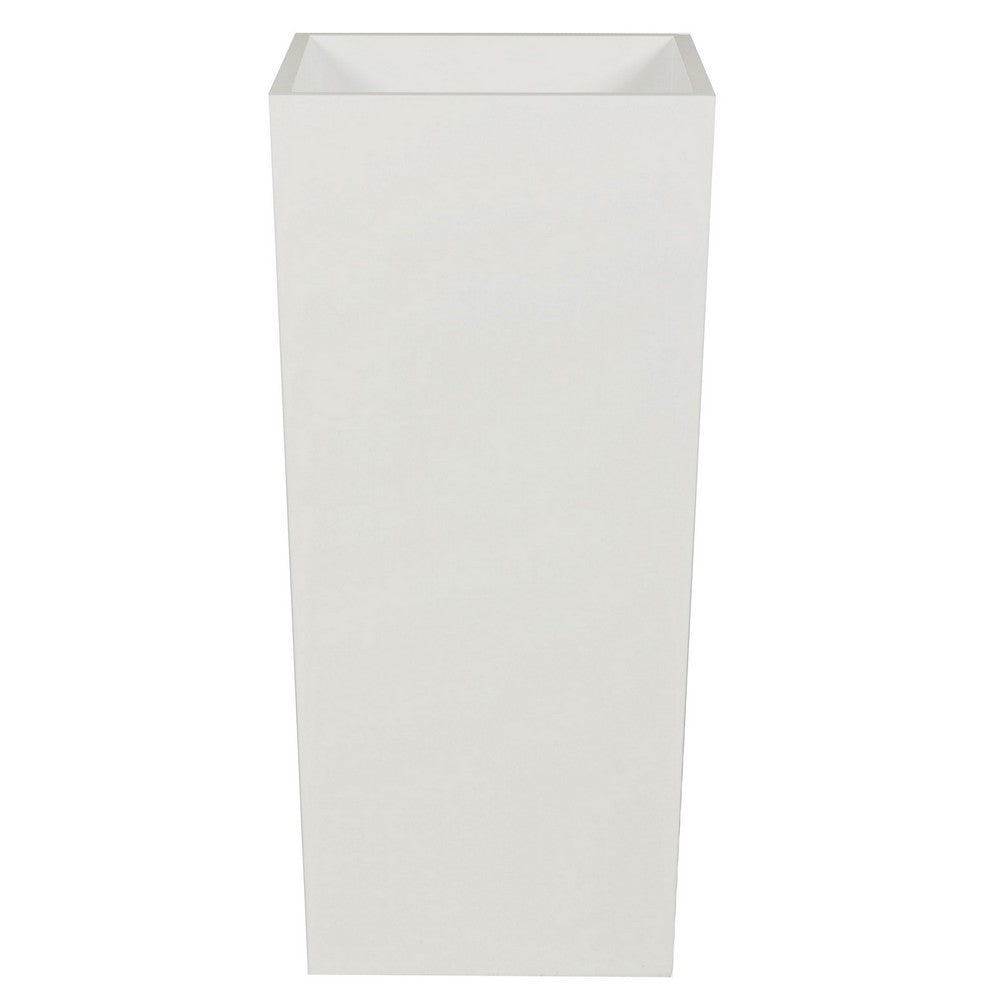 Benjara Zeny 32 Inch Tall Planter Vase with Hidden Insert, Tapered Barrel, White